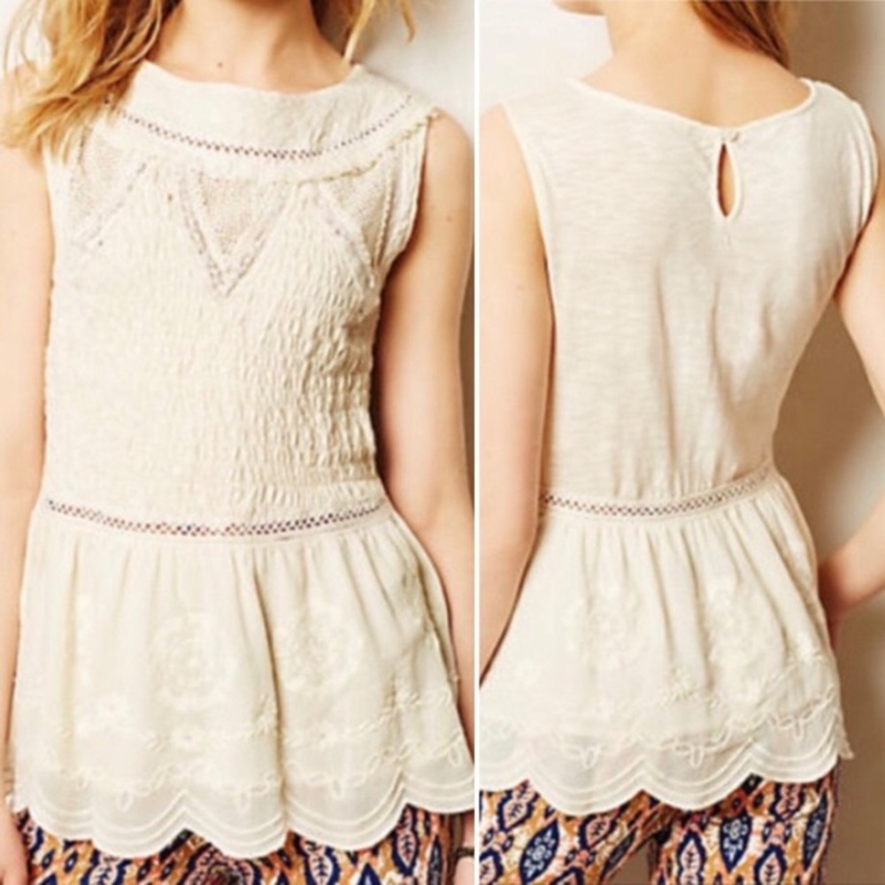 Meadow Rue cream peplum top